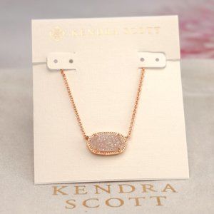 Kendra Scott Elisa Rose Gold Pendant Necklace in Iridescent Drusy